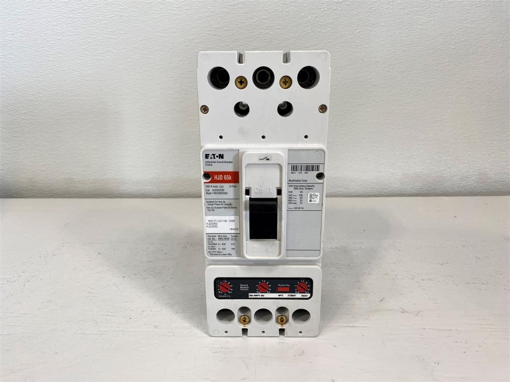 EATON HJD 65K Circuit Breaker 250 Amp, 3 Pole, 600VAC, HJD3250F